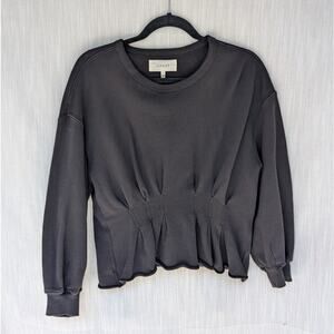 The Great. Black Cotton The Corset Long Sleeve Sweatshirt, size 2/M